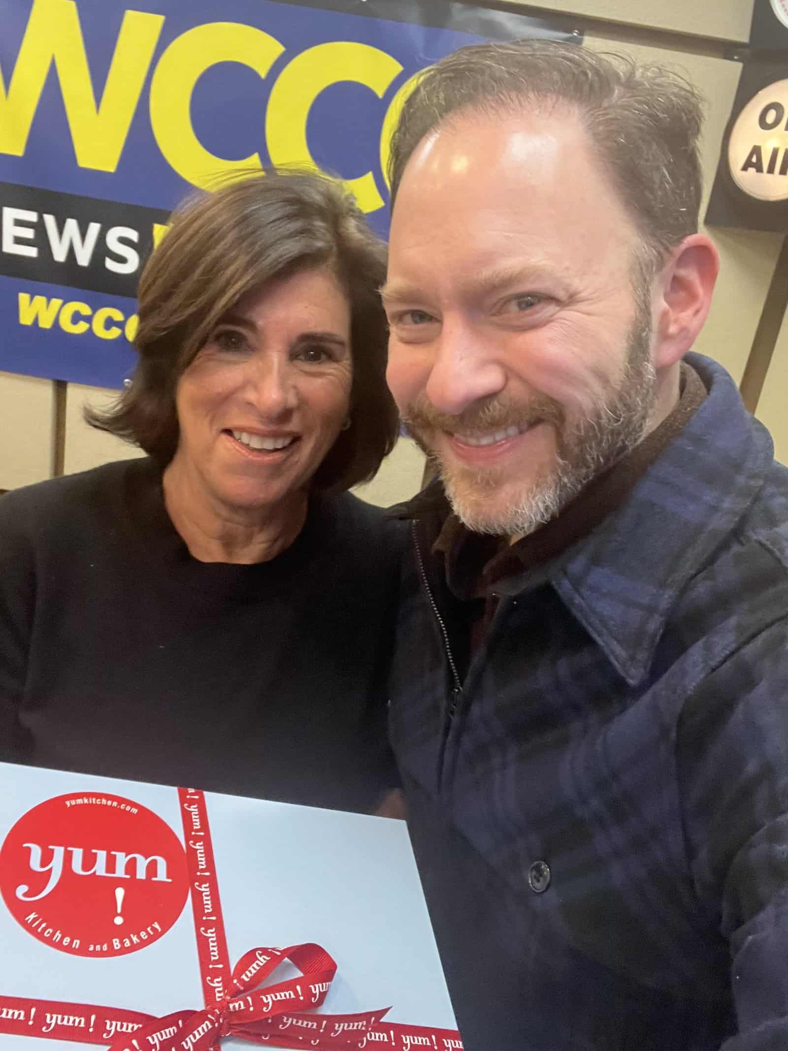 Patti Soskin and Jason DeRusha pose for a photo after recording a podcast episode for DeRusha Eats.