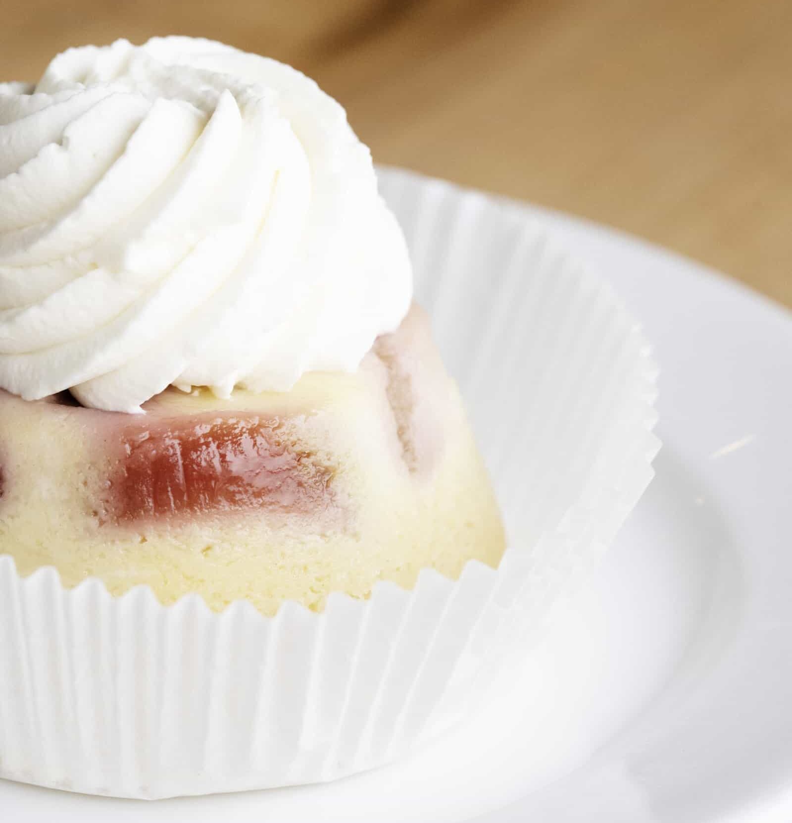 rhubarb upside down cupcake from yum! Kitchen and Bakery