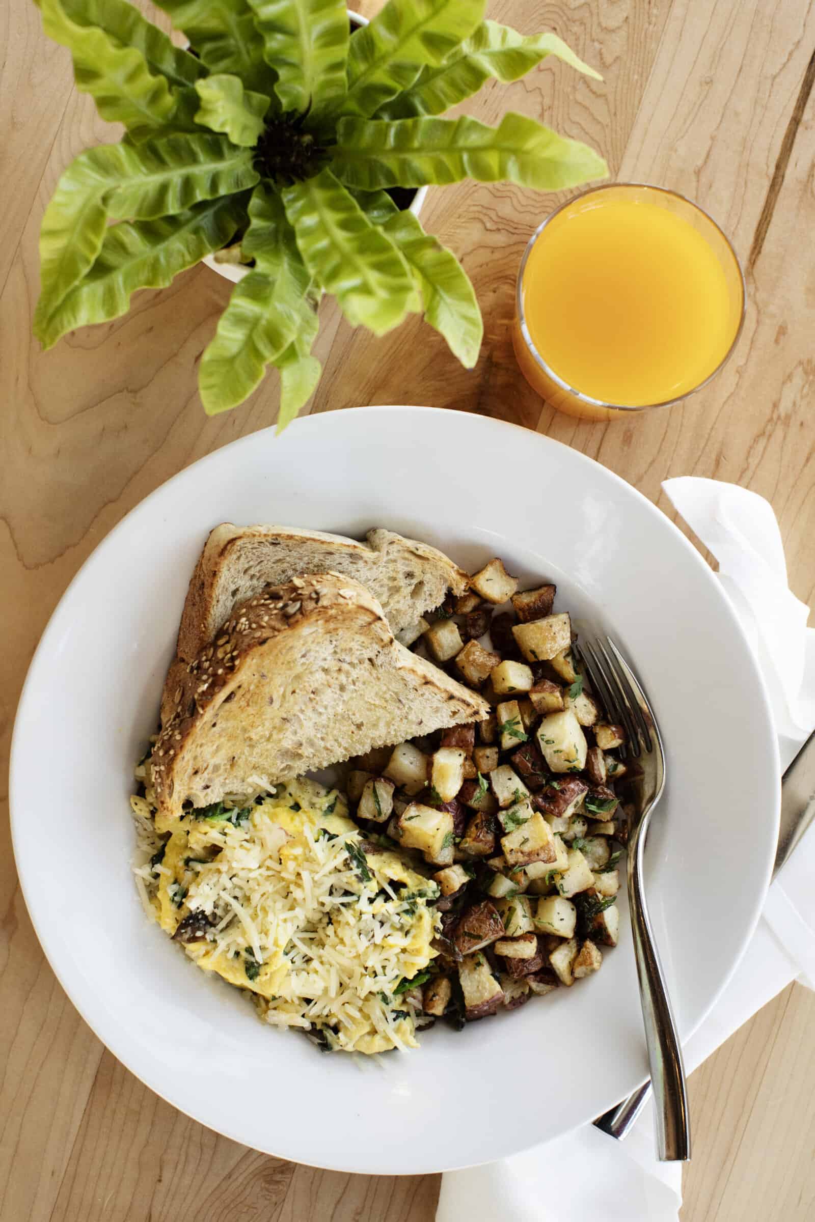 fall scramble, a popular breakfast entree at yum! Kitchen and Bakery in Minnesota